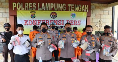 Kapolres Lampung Tengah Laksanakan Konfrensi Hasil Ops Antik Krakatau 2022